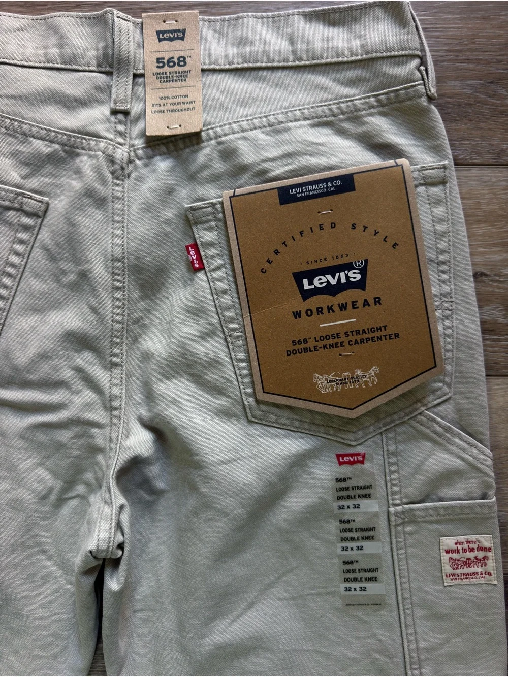 Levi's 568 Loose Carpenter Double Knee Pants Gray Men's  (32x32) NWT